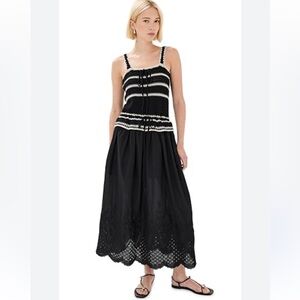 En Saison Lucia Dress Crochet Top Eyelet Skirt Black Cream XS